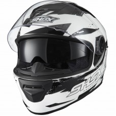 Shox Assault Trigger Motorcycle Helmet (White/Black)